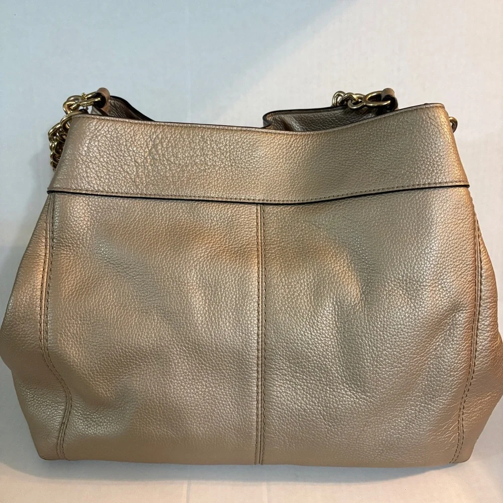 Coach Lexy Platinum Triple Compartment Shoulder Bag Purse Gold Hardware - Picture 3 of 16